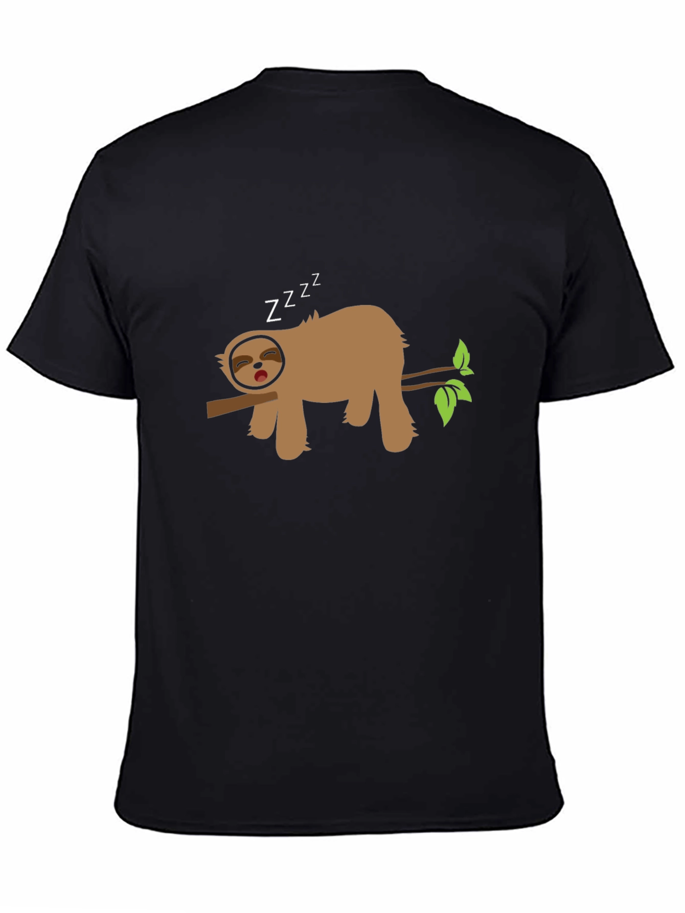Sleeping Sloth on Branch Black T-Shirt