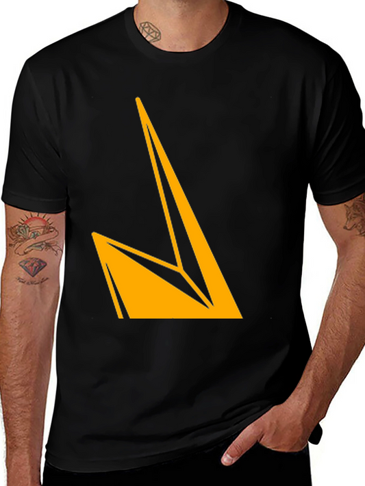 Modern Graphic Tee - Black T-Shirt with Abstract Yellow Design