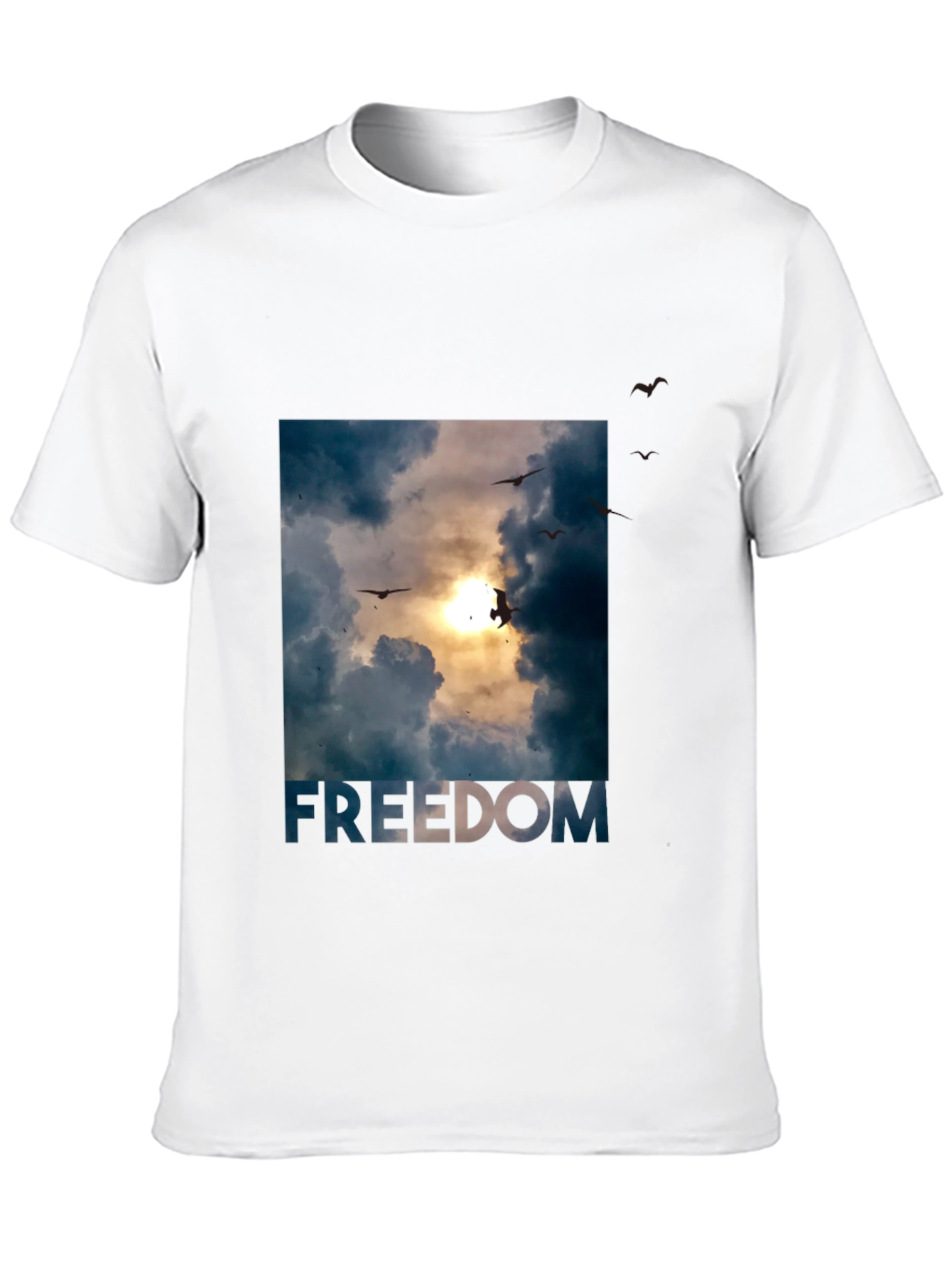 Freedom Graphic Tee - Sky and Birds Design