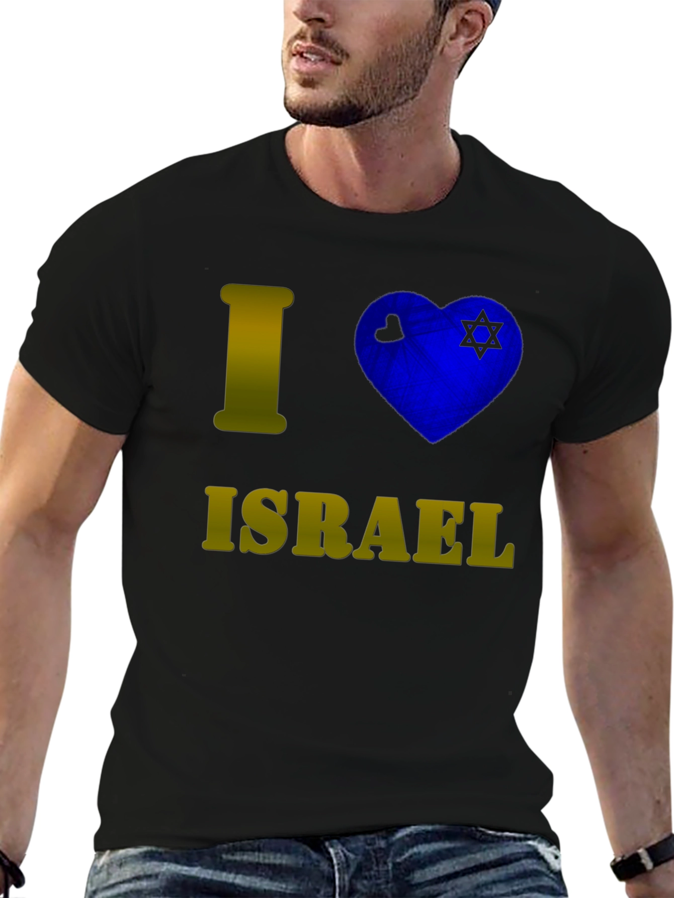 I Love Israel T-Shirt Black Cotton Graphic Tee