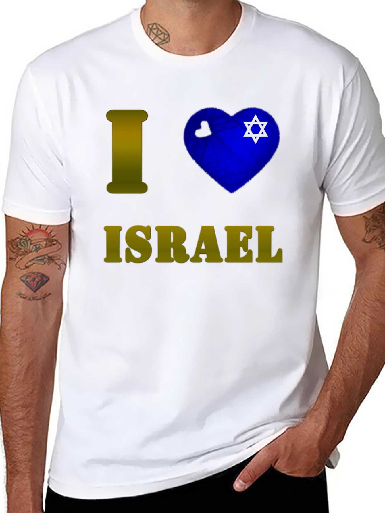I Love Israel T-Shirt Black Cotton Graphic Tee
