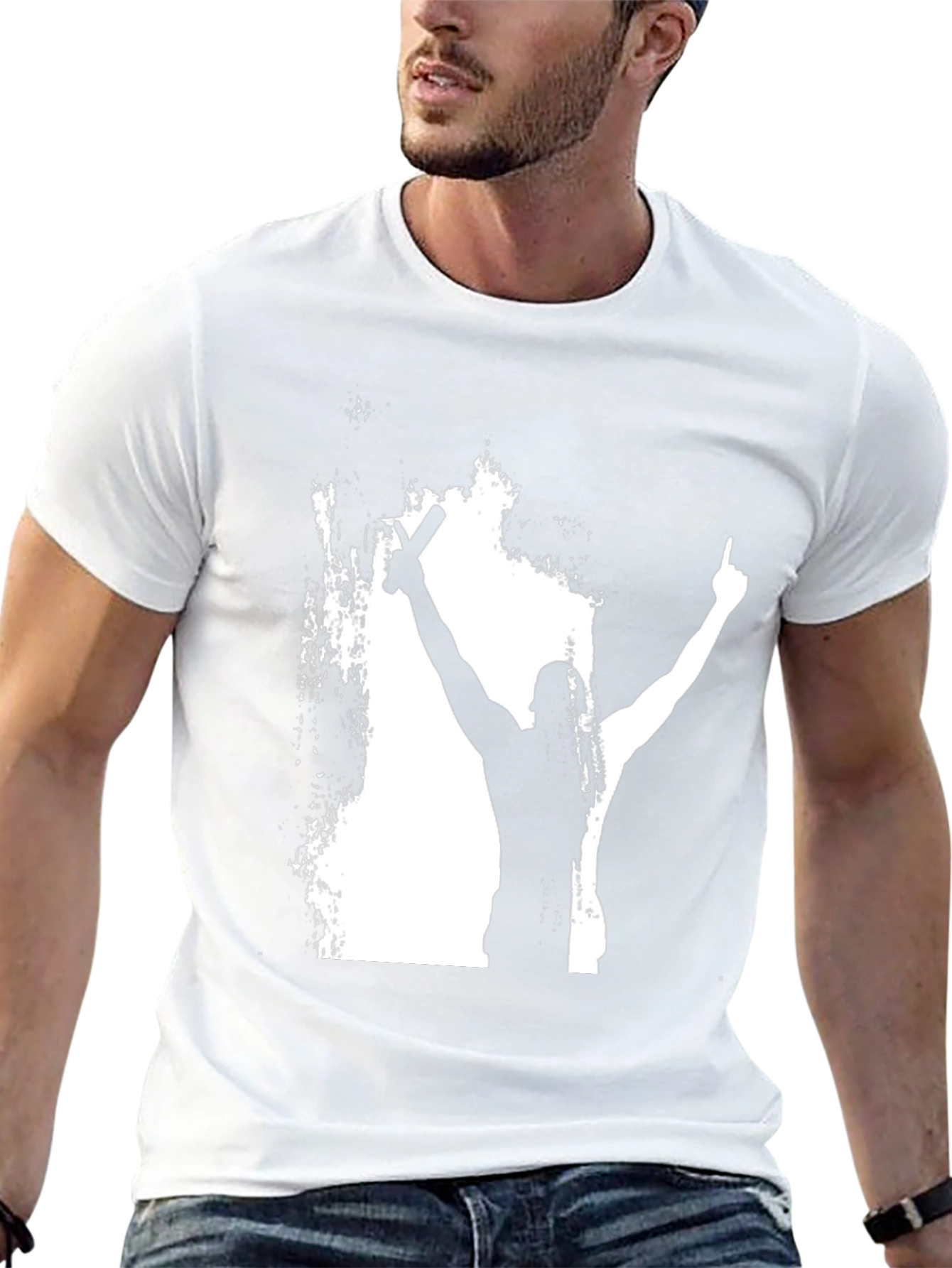 Silhouette Champion Graphic Tee - Bold Black Cotton Shirt