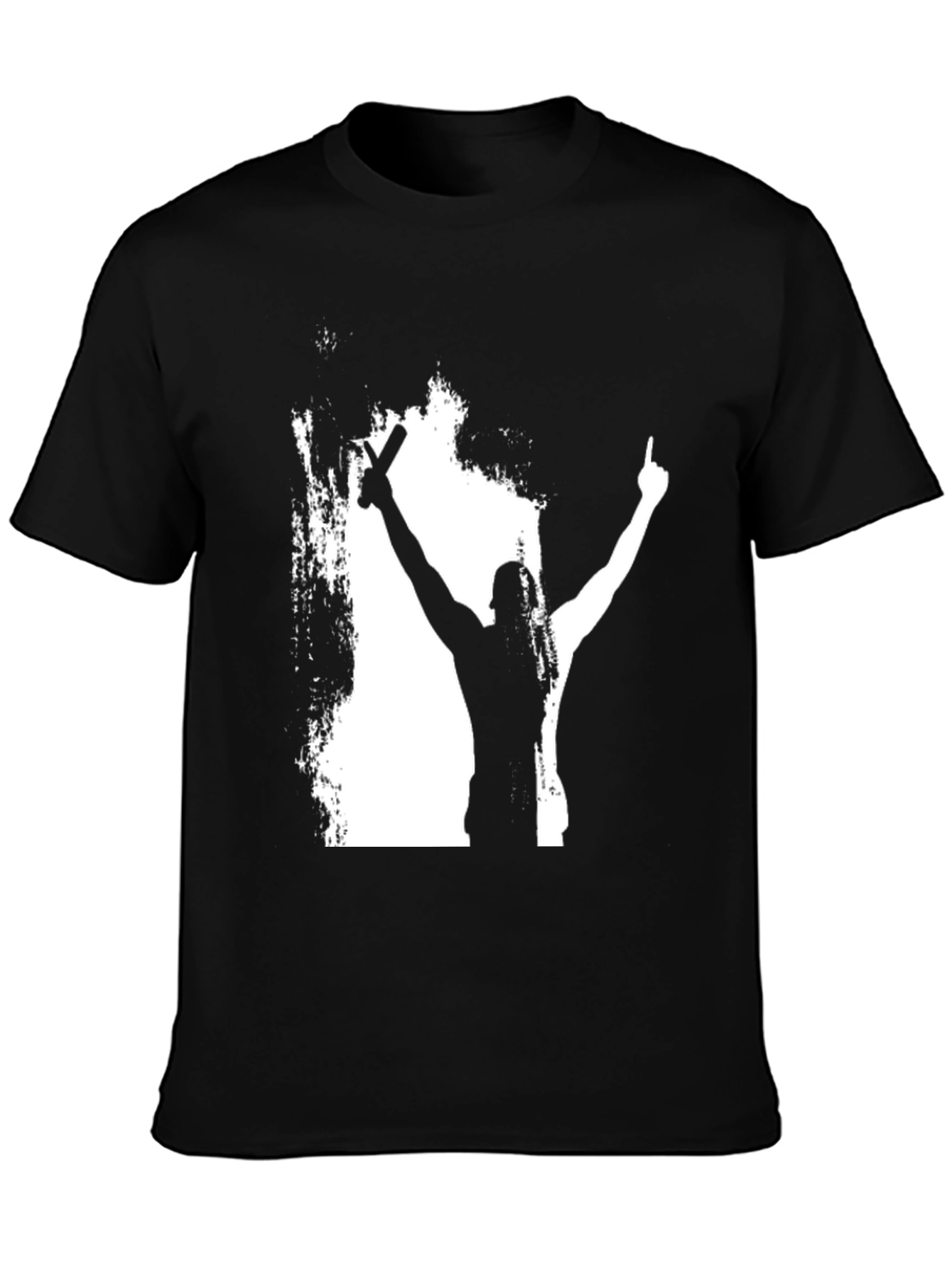 Silhouette Champion Graphic Tee - Bold Black Cotton Shirt