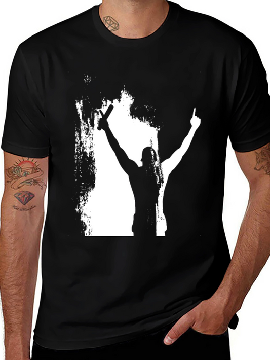 Silhouette Champion Graphic Tee - Bold Black Cotton Shirt