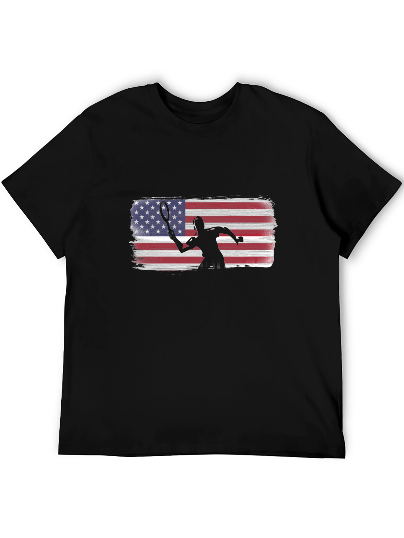 Tennis Player American Flag Graphic T-Shirt