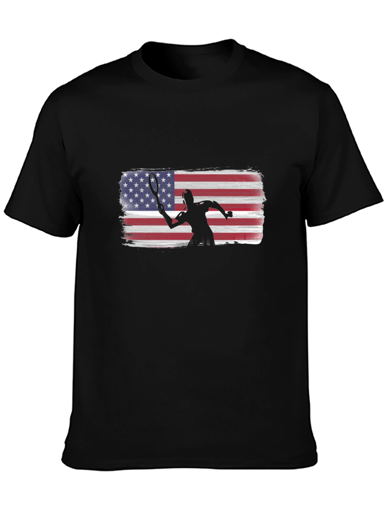 Tennis Player American Flag Graphic T-Shirt