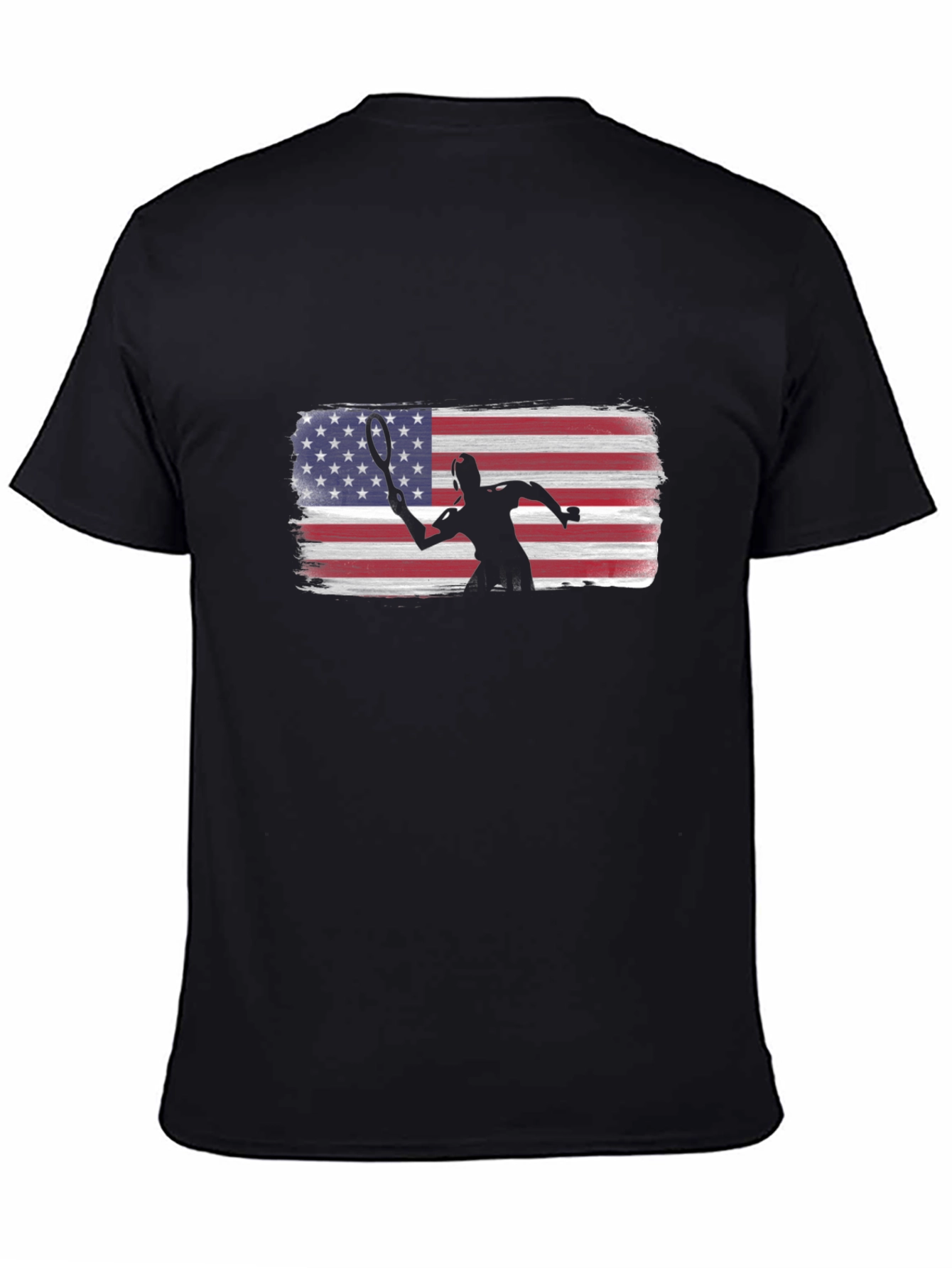 Tennis Player American Flag Graphic T-Shirt