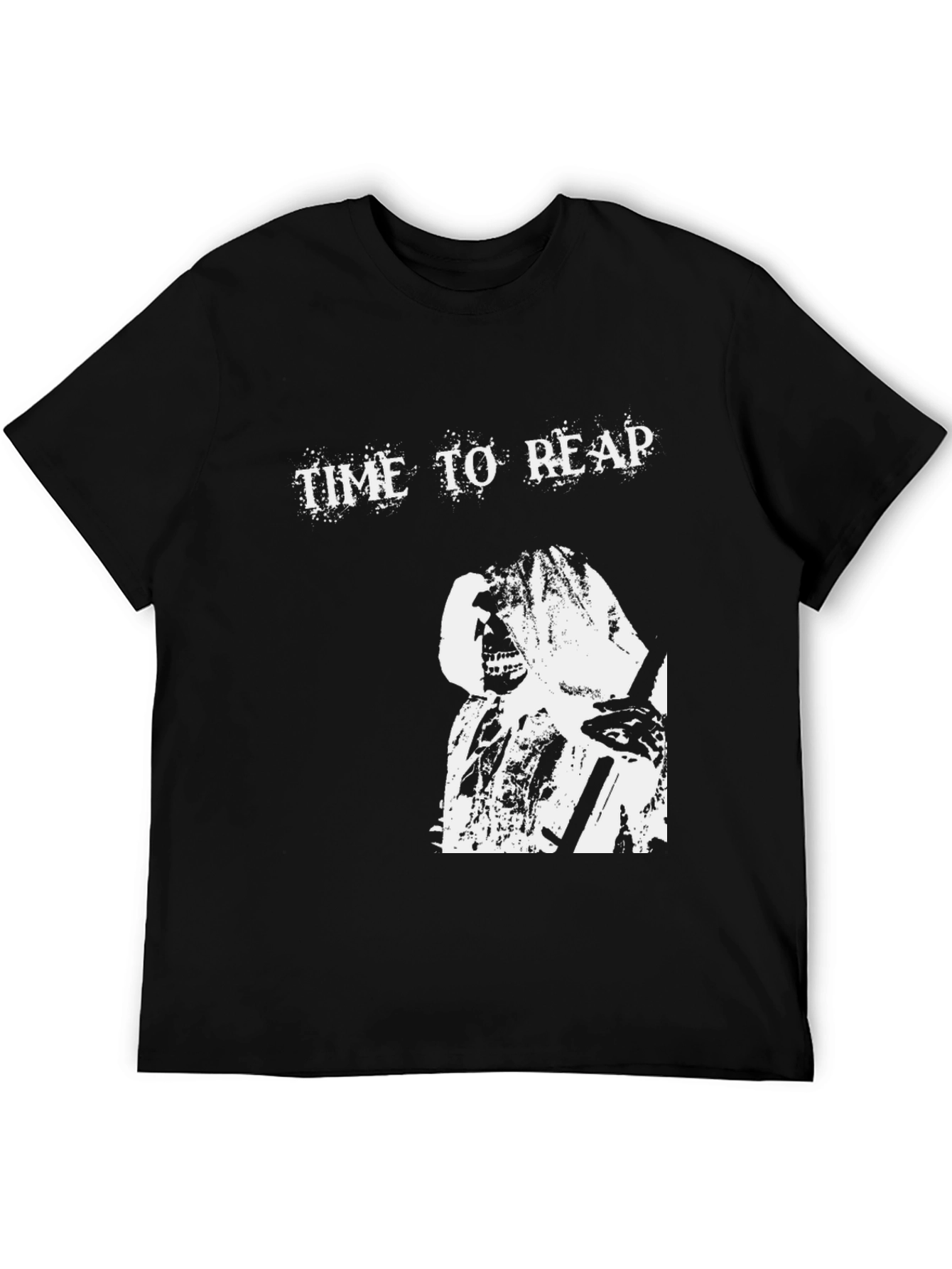 Time to Reap Graphic Print Black T-Shirt