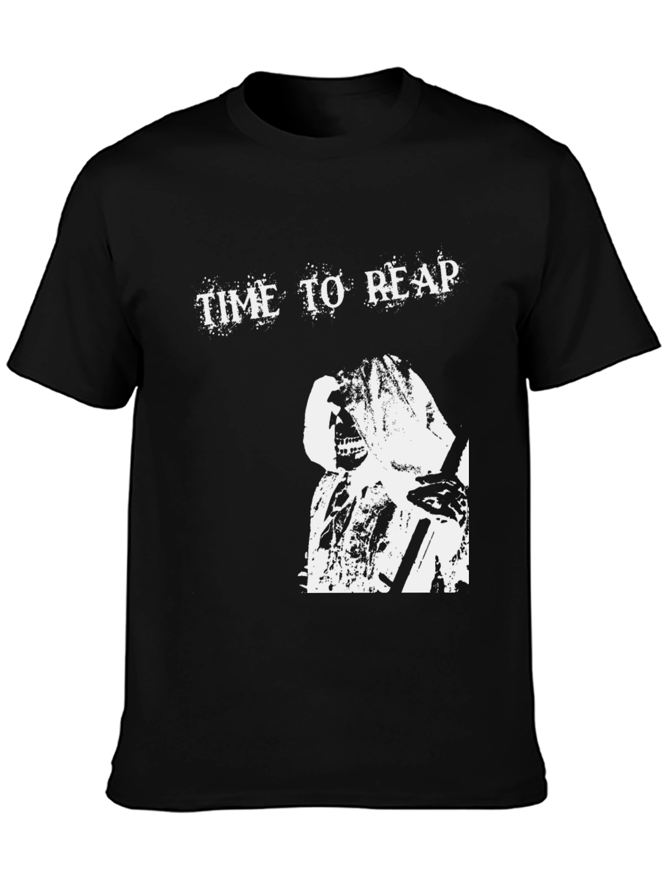 Time to Reap Graphic Print Black T-Shirt