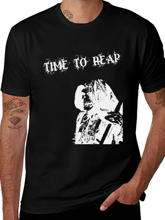 Time to Reap Graphic Print Black T-Shirt