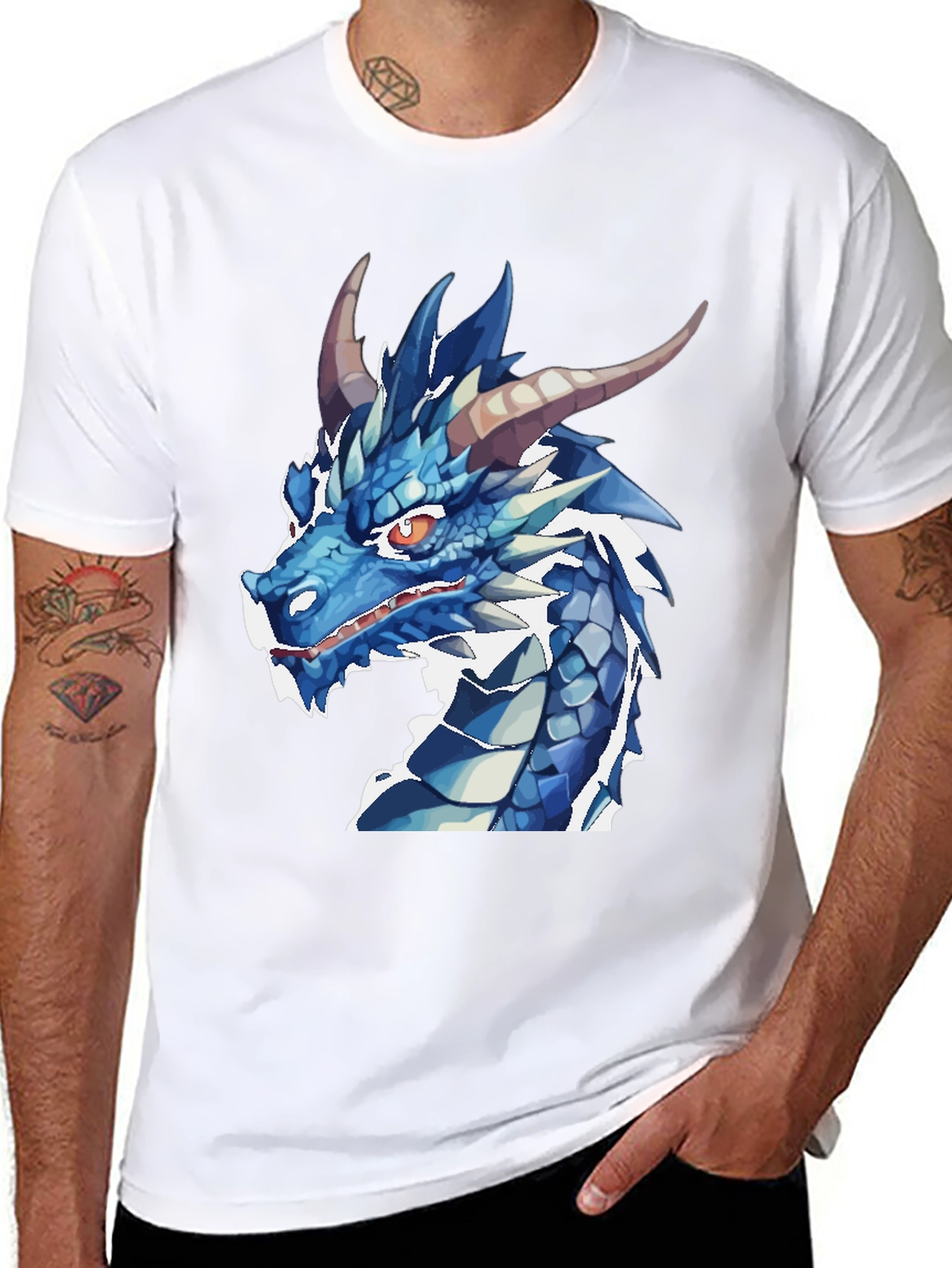 Blue Dragon Graphic T-Shirt - Fantasy Creature Tee