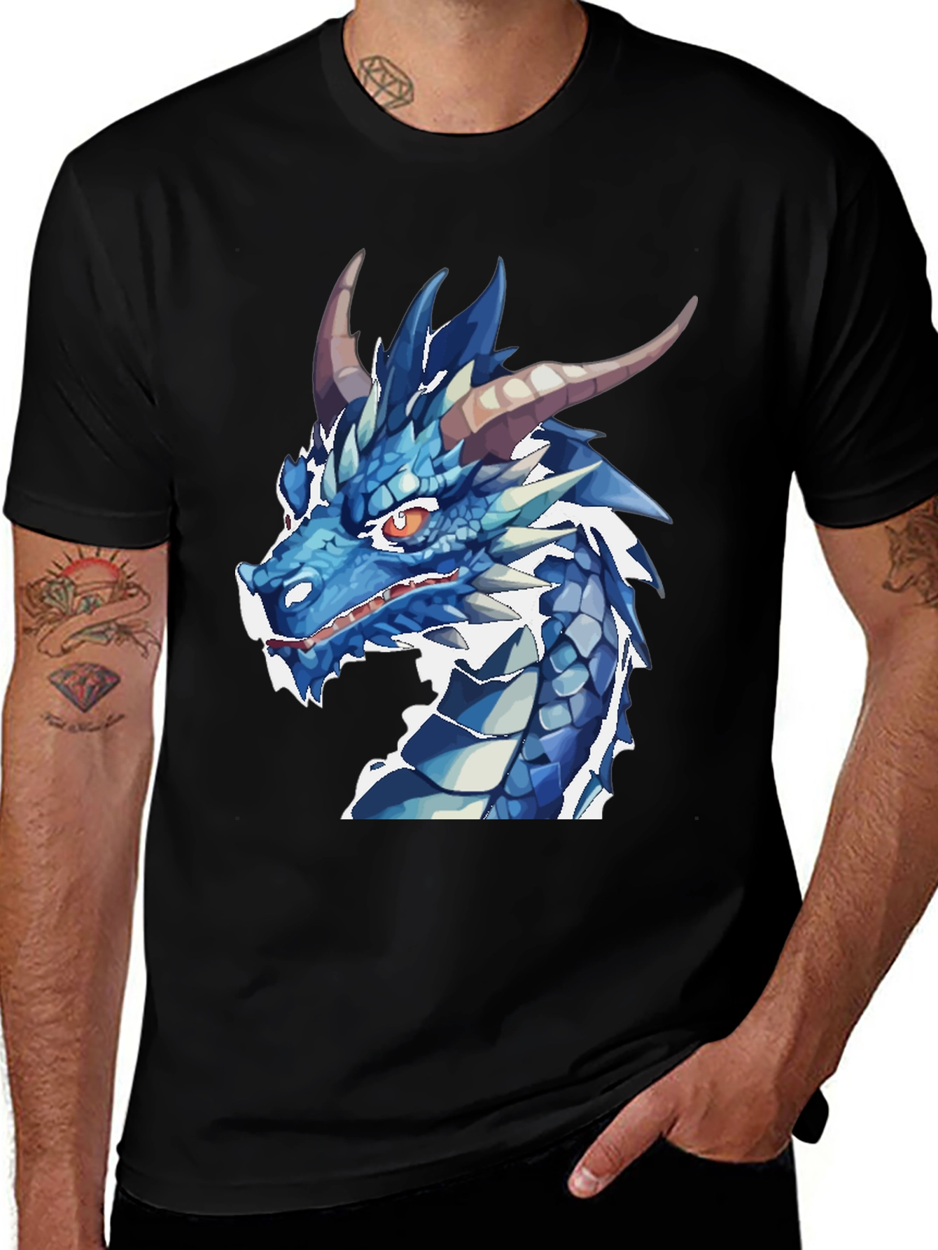 Blue Dragon Graphic T-Shirt - Fantasy Creature Tee