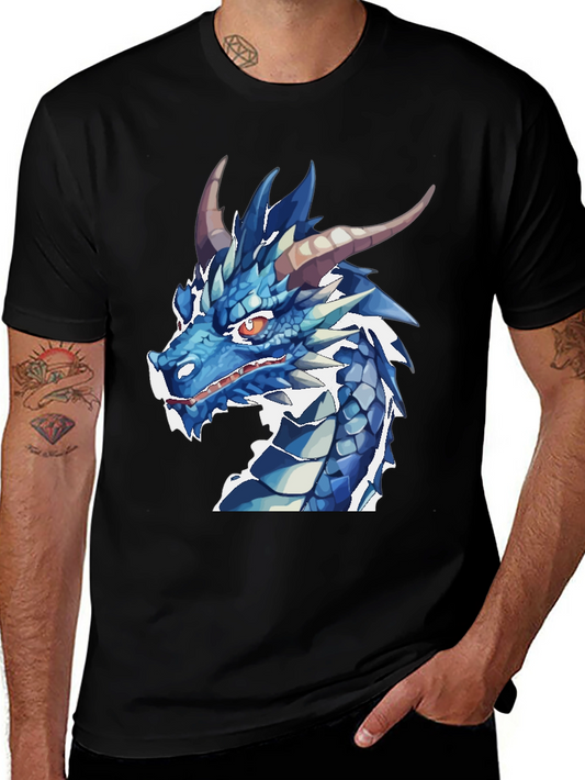 Blue Dragon Graphic T-Shirt - Fantasy Creature Tee