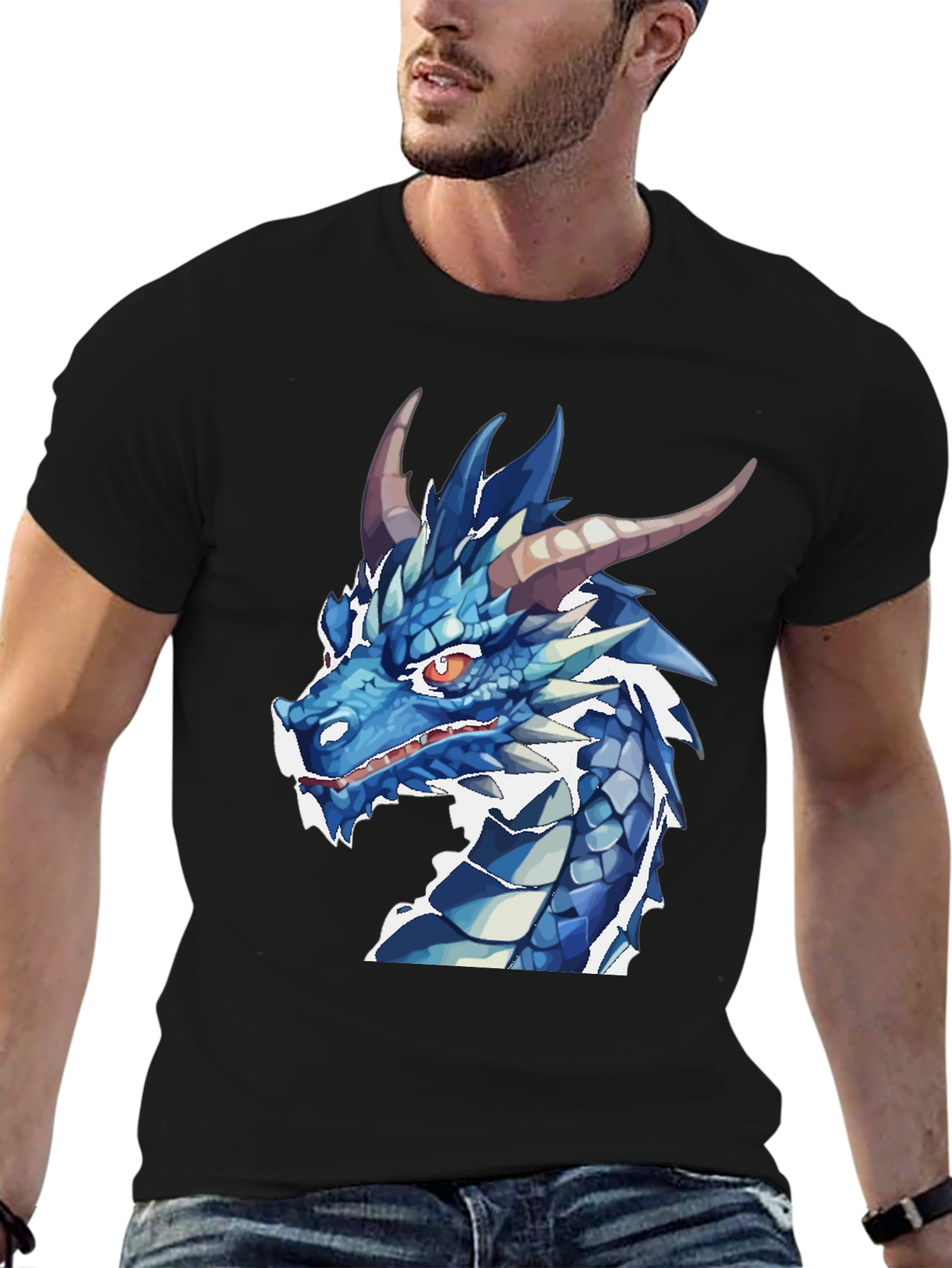 Blue Dragon Graphic T-Shirt - Fantasy Creature Tee