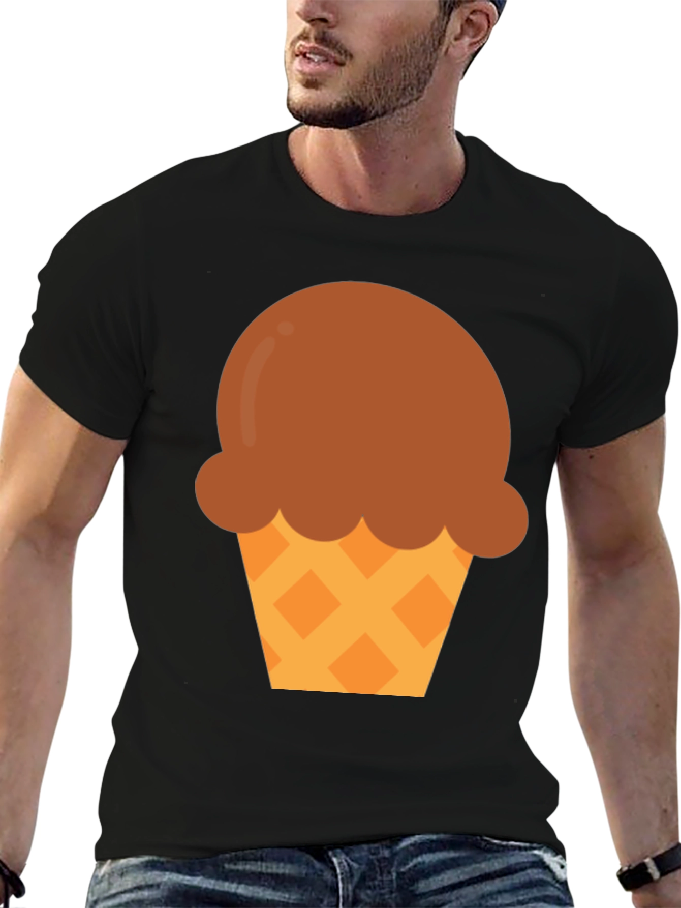 Ice Cream Graphic Tee - Black Cotton Comfort