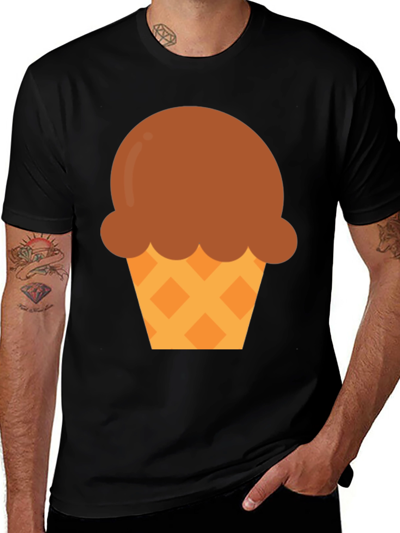Ice Cream Graphic Tee - Black Cotton Comfort