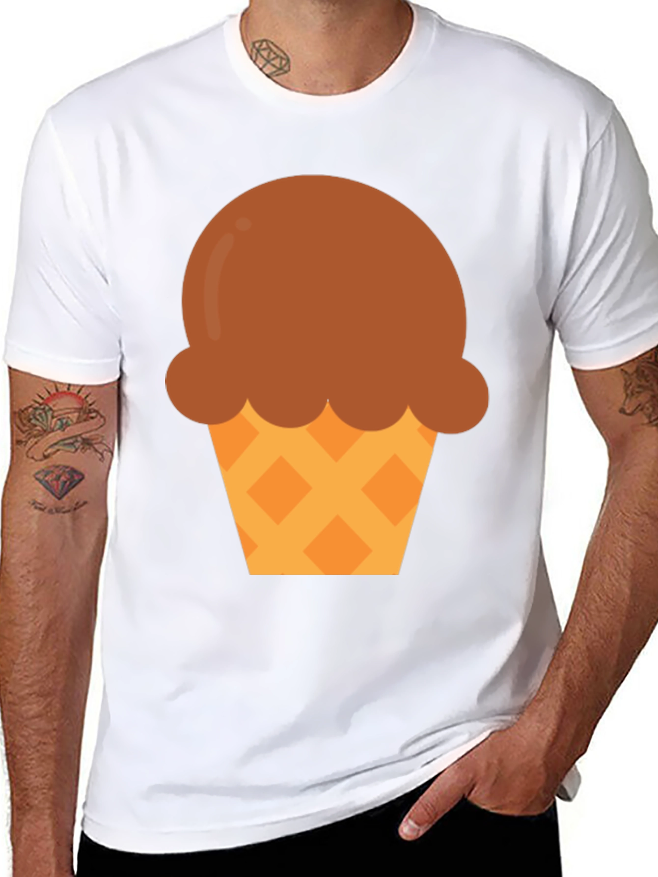 Ice Cream Graphic Tee - Black Cotton Comfort
