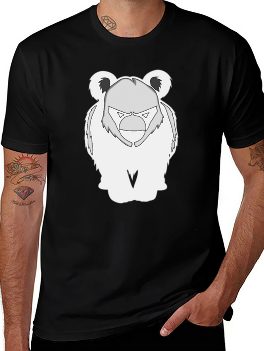 Bear Graphic Tee - Black Cotton Blend T-Shirt