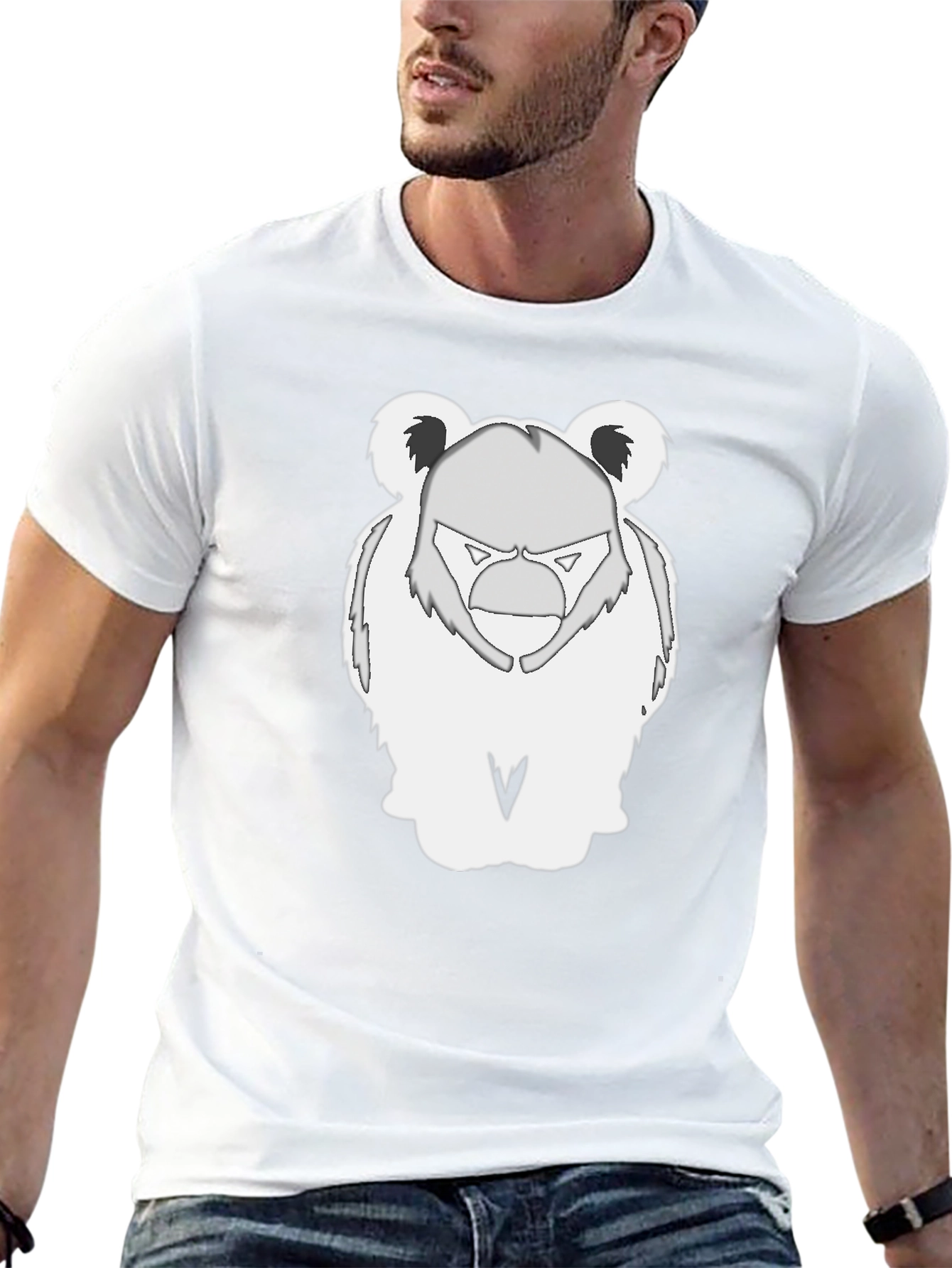 Bear Graphic Tee - Black Cotton Blend T-Shirt