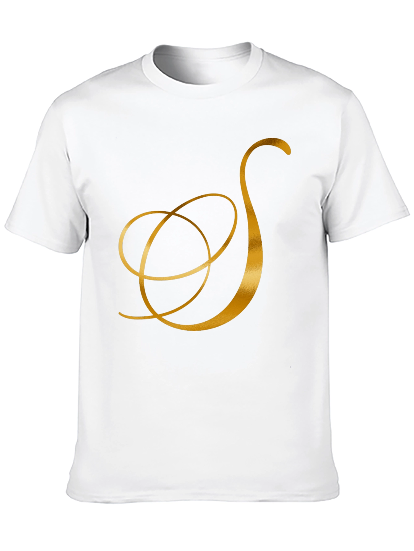 Elegant Black T-Shirt with Gold Letter S Design