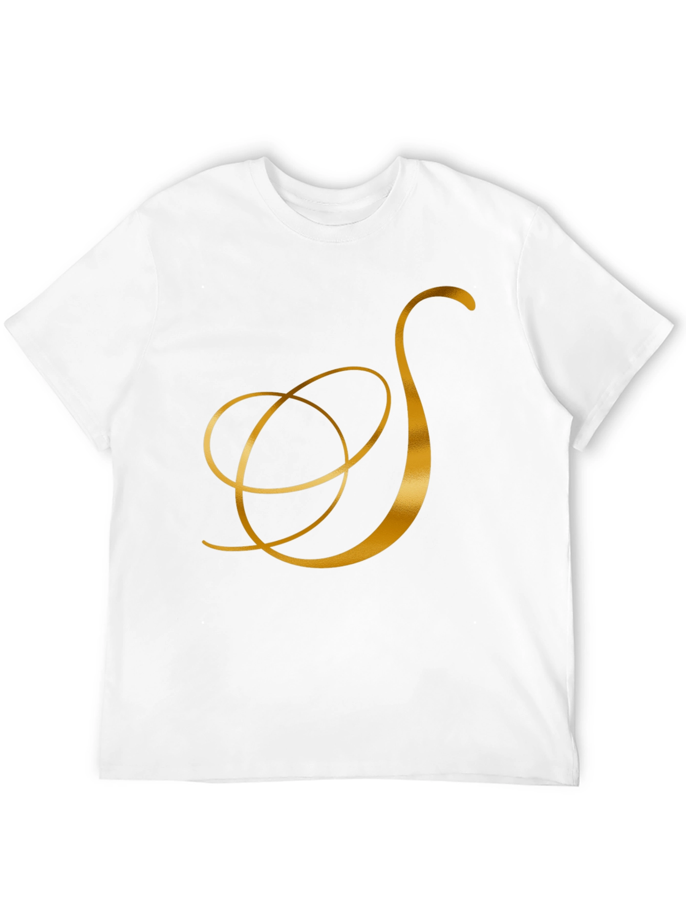 Elegant Black T-Shirt with Gold Letter S Design