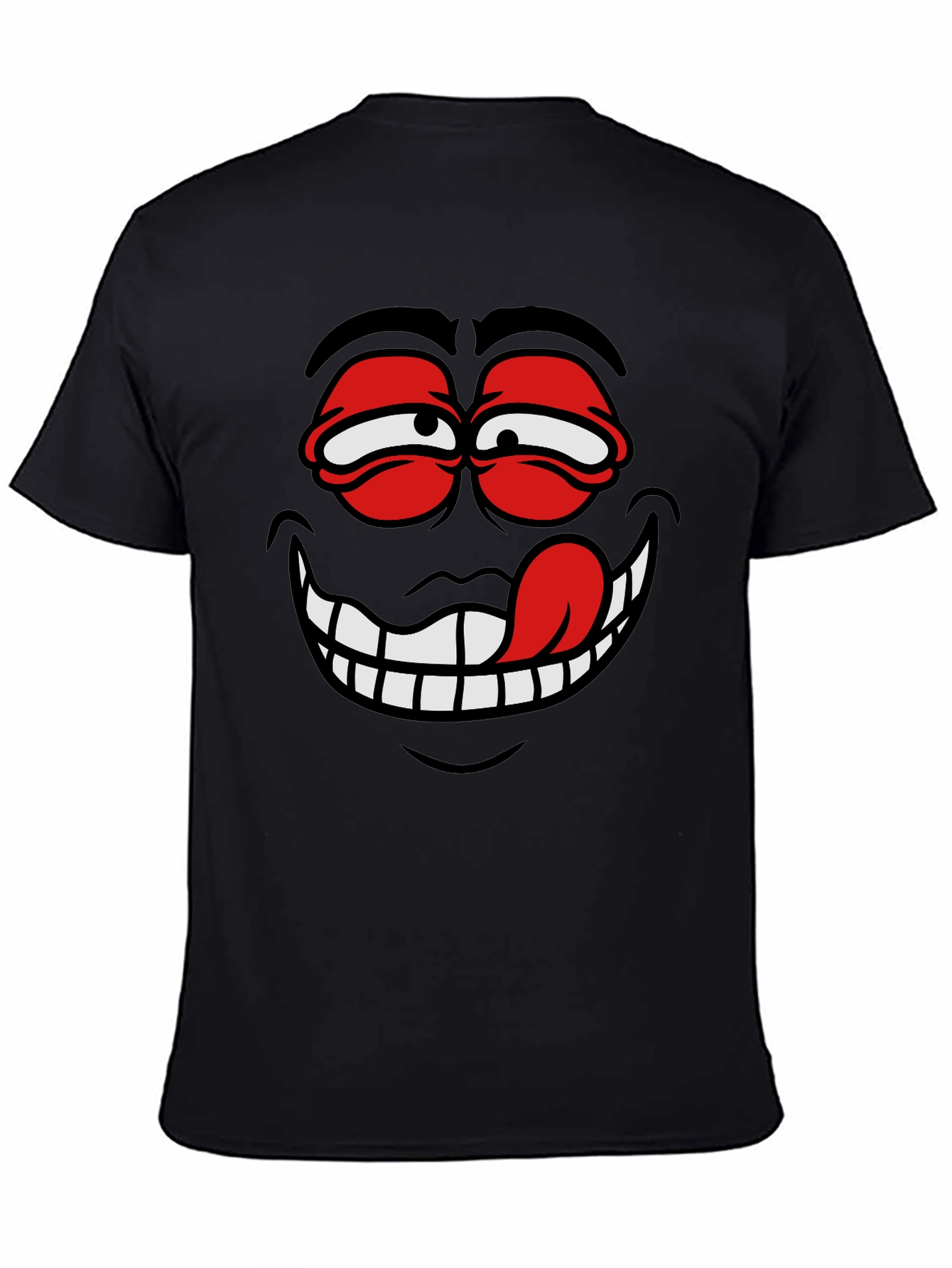 Cartoon Face Graphic Black T-Shirt