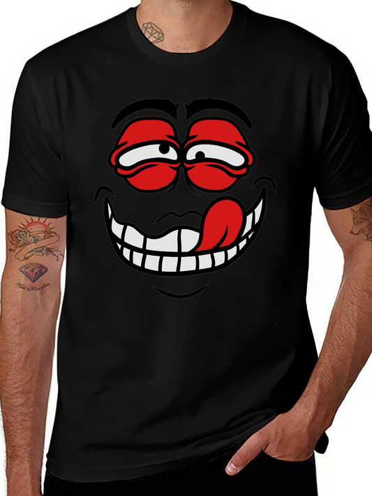 Cartoon Face Graphic Black T-Shirt