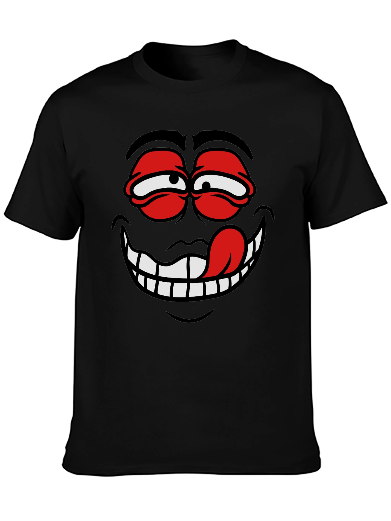 Cartoon Face Graphic Black T-Shirt
