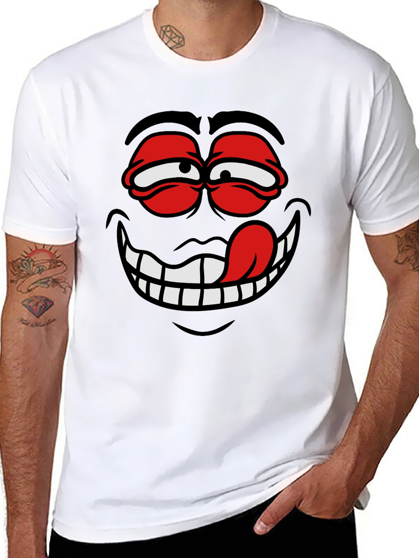 Cartoon Face Graphic Black T-Shirt