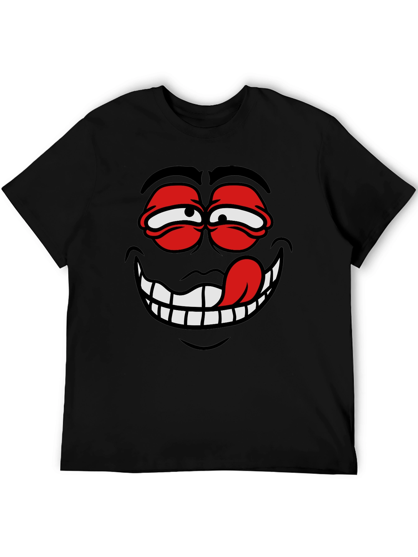 Cartoon Face Graphic Black T-Shirt