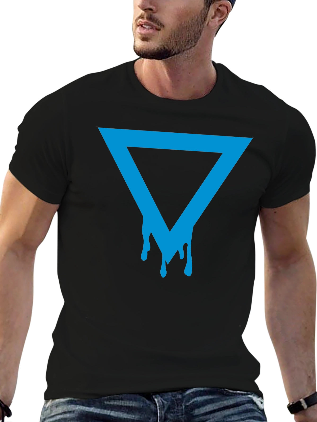 Dripping Triangle Graphic Black T-Shirt