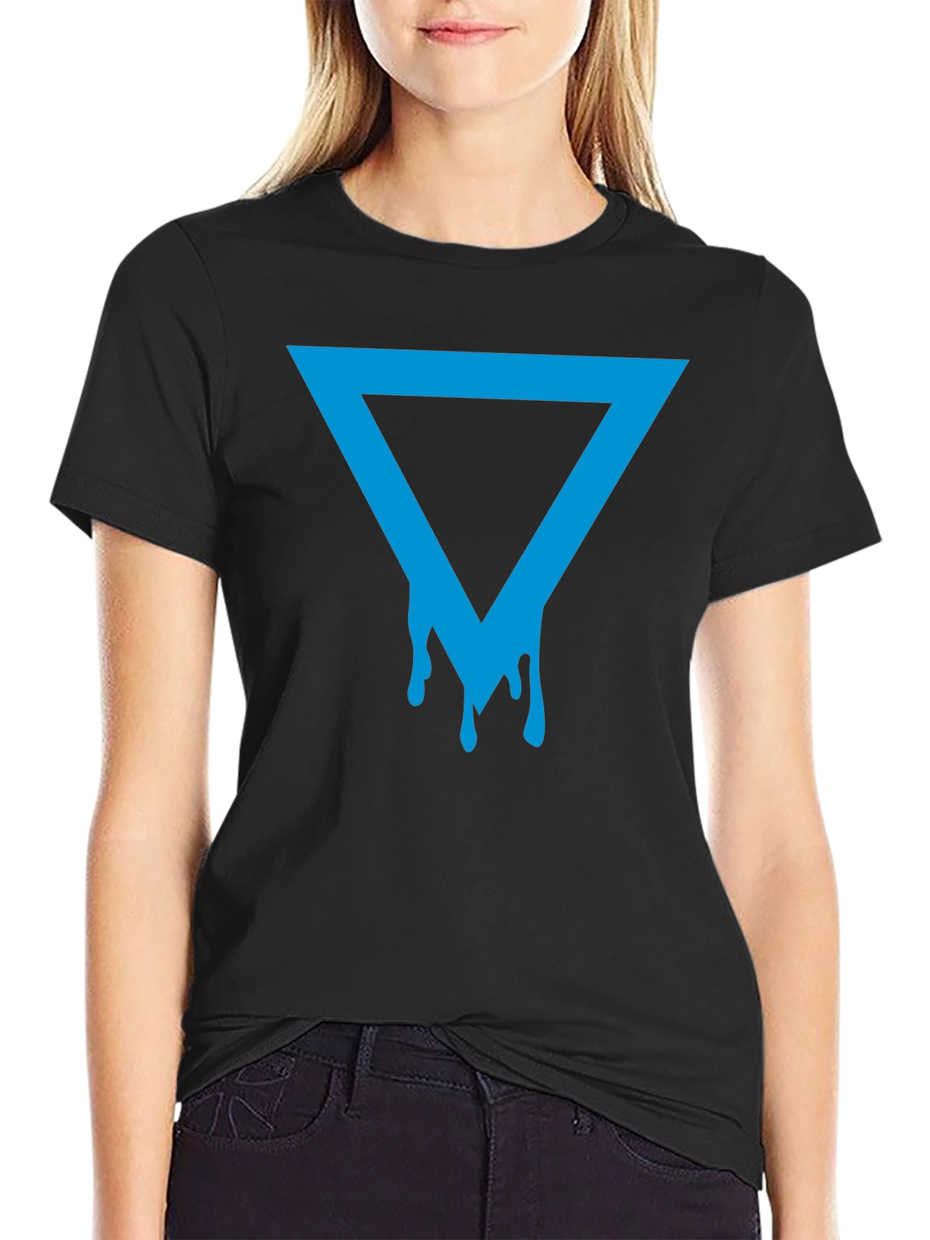 Dripping Triangle Graphic Black T-Shirt