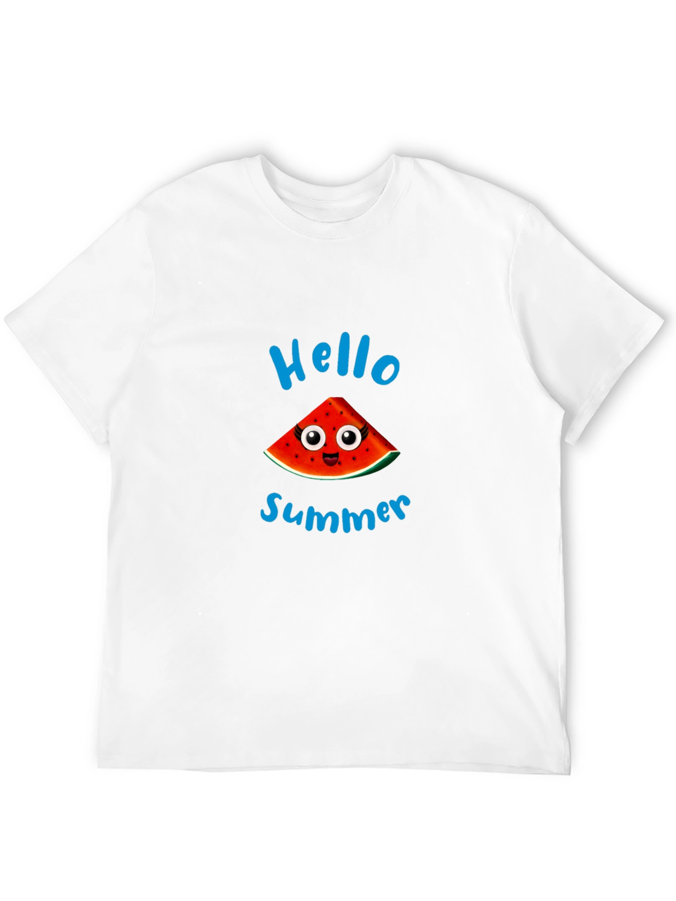 Hello Summer Watermelon Graphic Black T-Shirt
