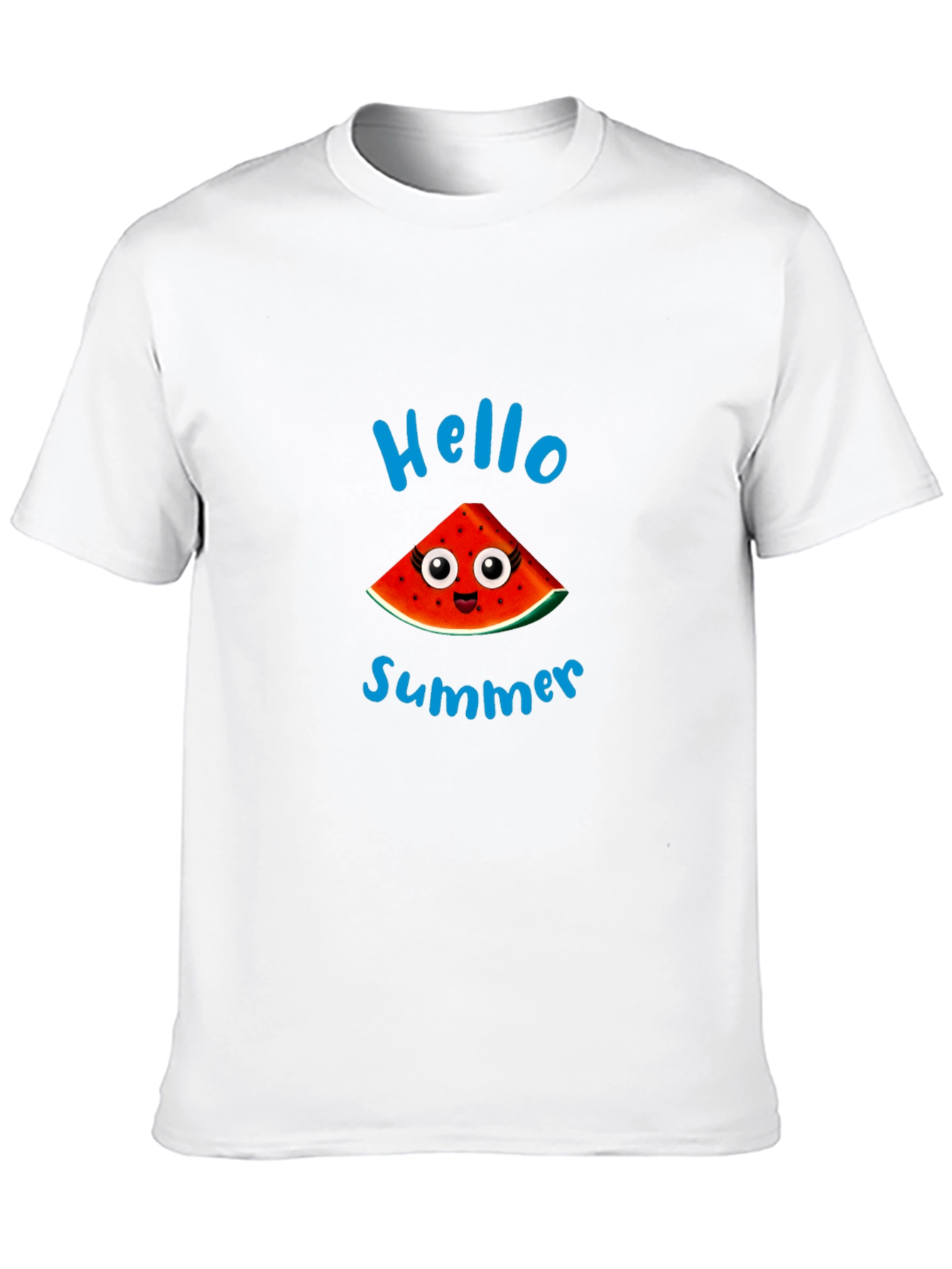 Hello Summer Watermelon Graphic Black T-Shirt