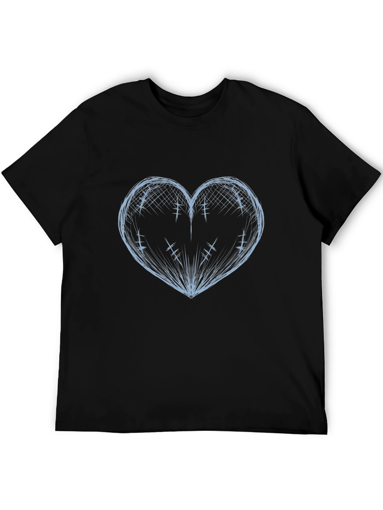 Heart Sketch Black T-Shirt