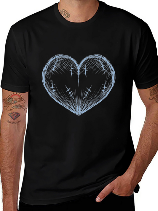 Heart Sketch Black T-Shirt