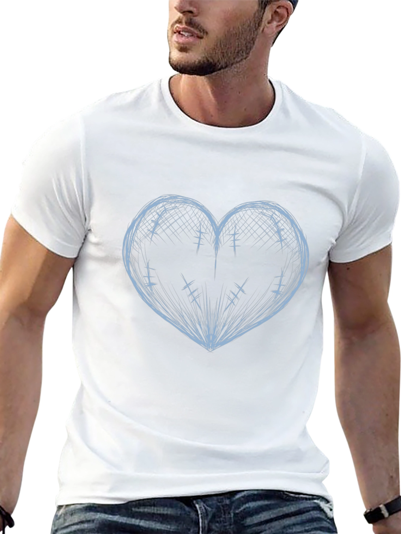 Heart Sketch Black T-Shirt
