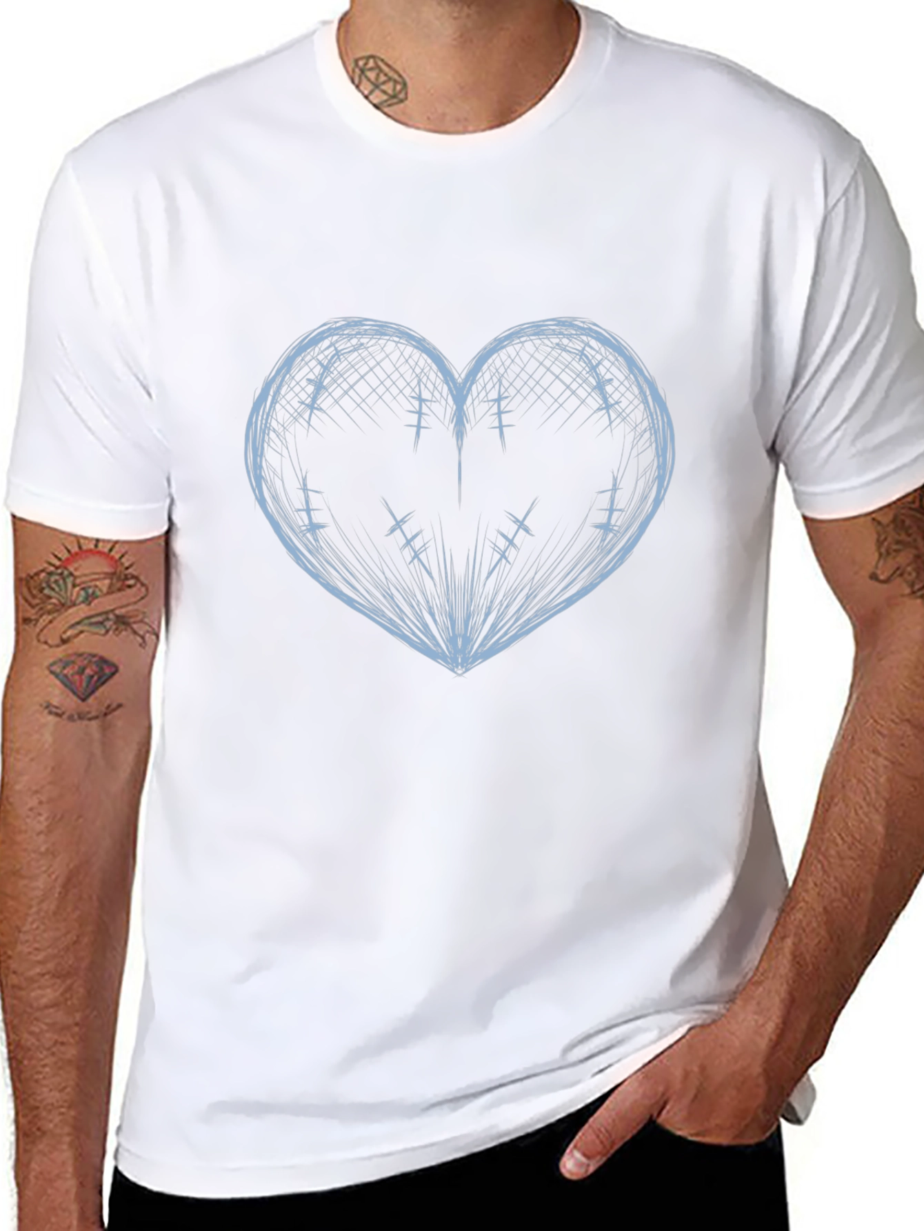 Heart Sketch Black T-Shirt