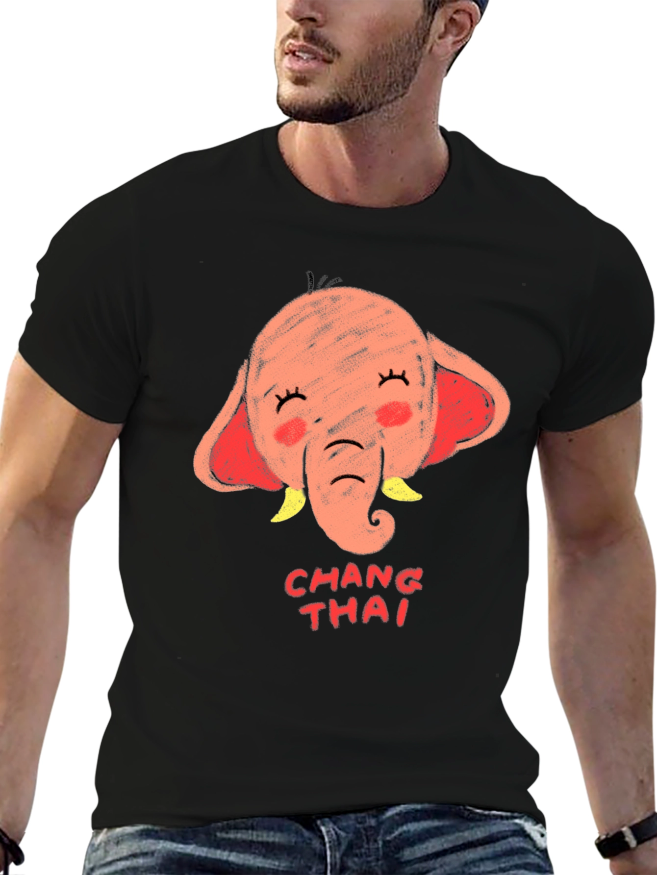 Chang Thai Elephant Graphic Tee - Unisex Black T-Shirt