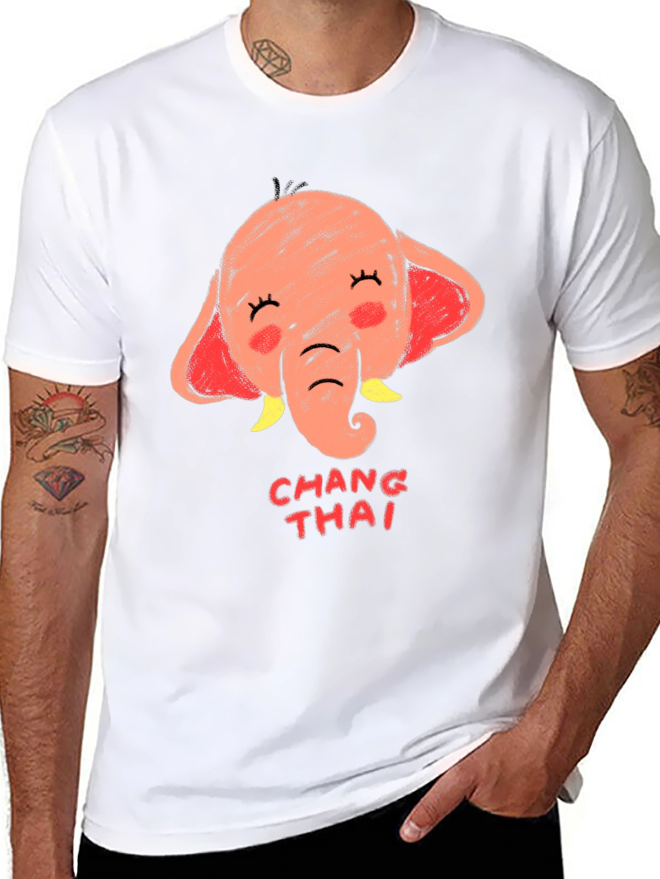 Chang Thai Elephant Graphic Tee - Unisex Black T-Shirt