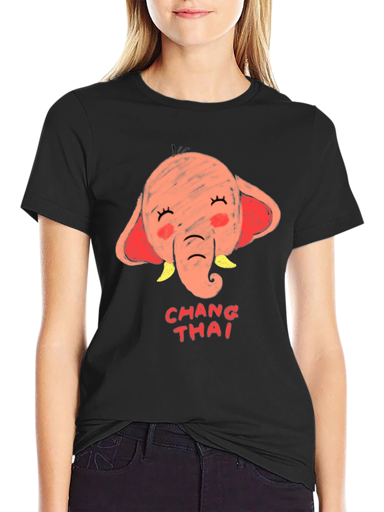 Chang Thai Elephant Graphic Tee - Unisex Black T-Shirt