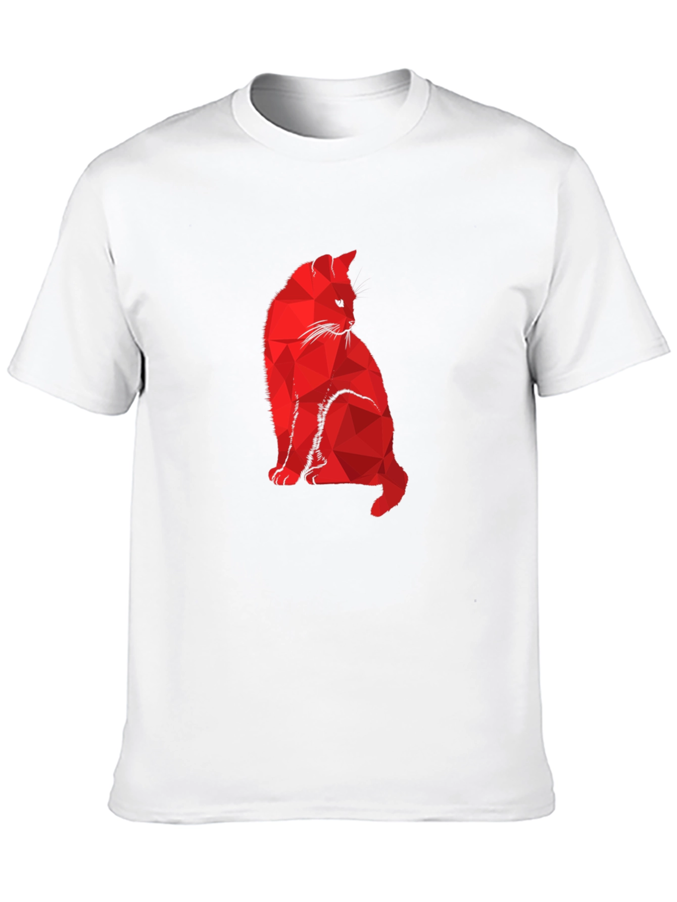 Geometric Cat Graphic Tee - Modern Minimalist