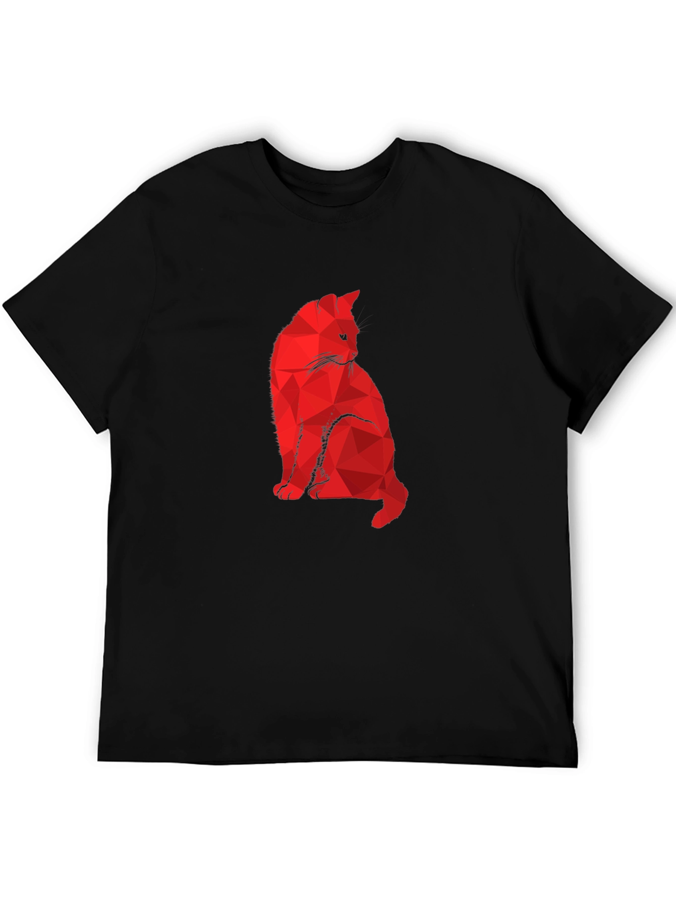 Geometric Cat Graphic Tee - Modern Minimalist