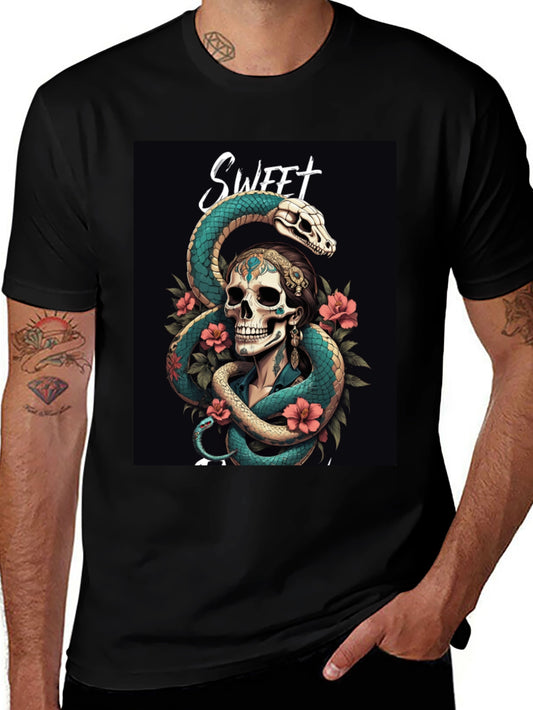 Sweet Skull & Snake Graphic T-Shirt
