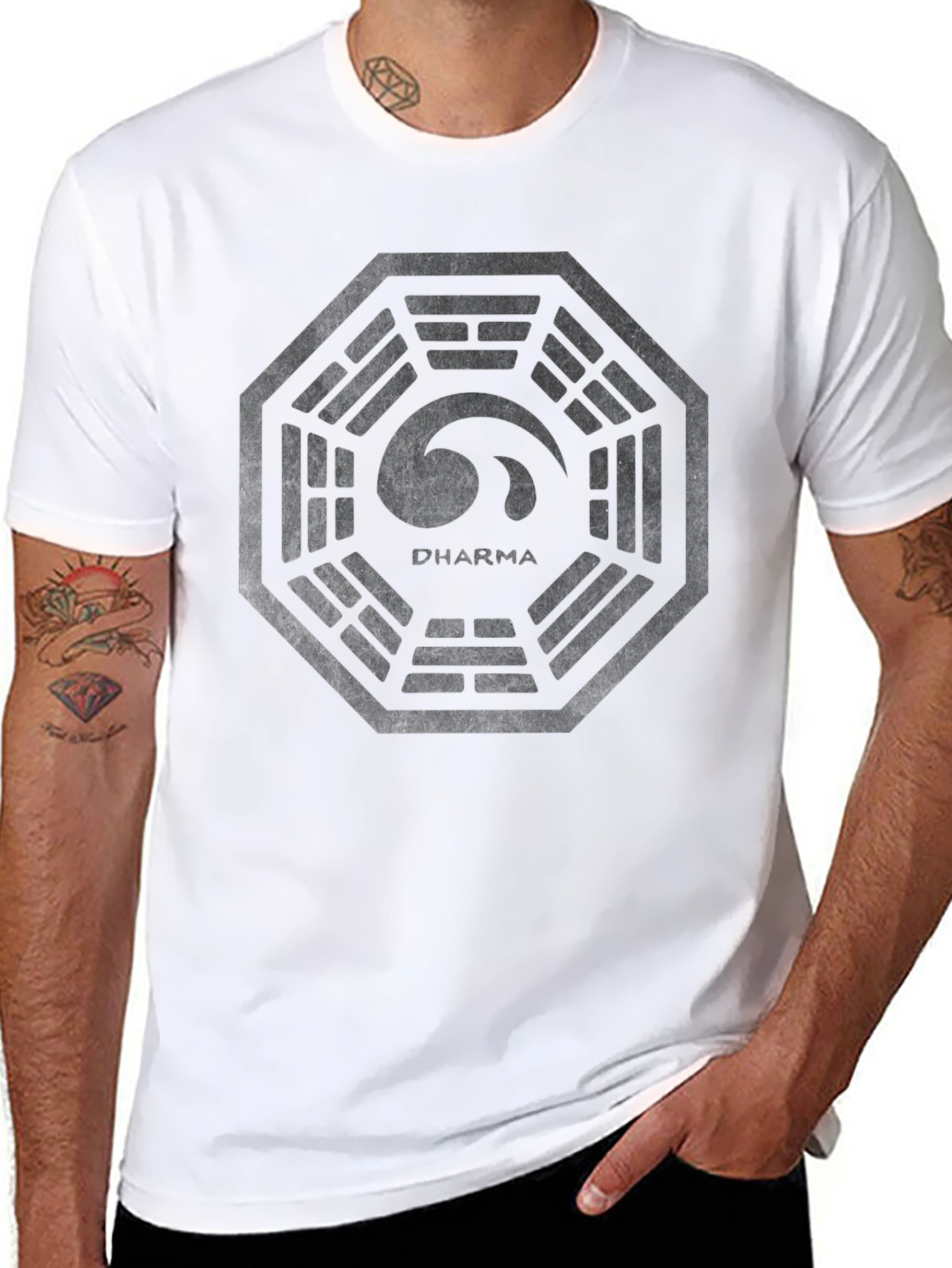 Mens Black DHARMA Initiative Graphic T-Shirt