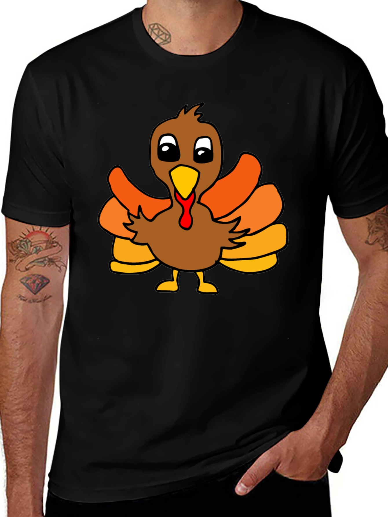 Thanksgiving Turkey Graphic Tee - Black Unisex T-Shirt