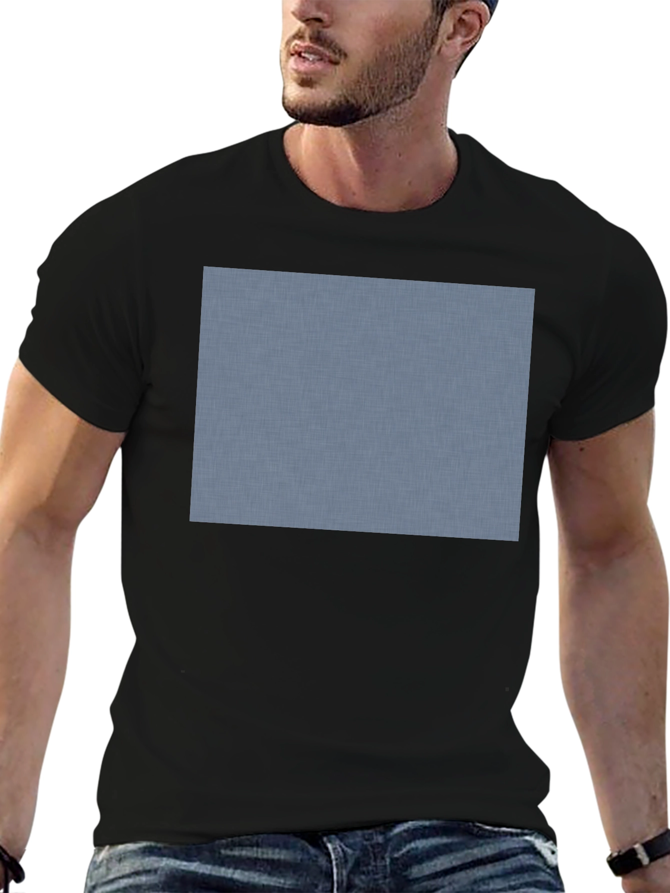 Classic Black Crew Neck T-Shirt with Custom Print Area