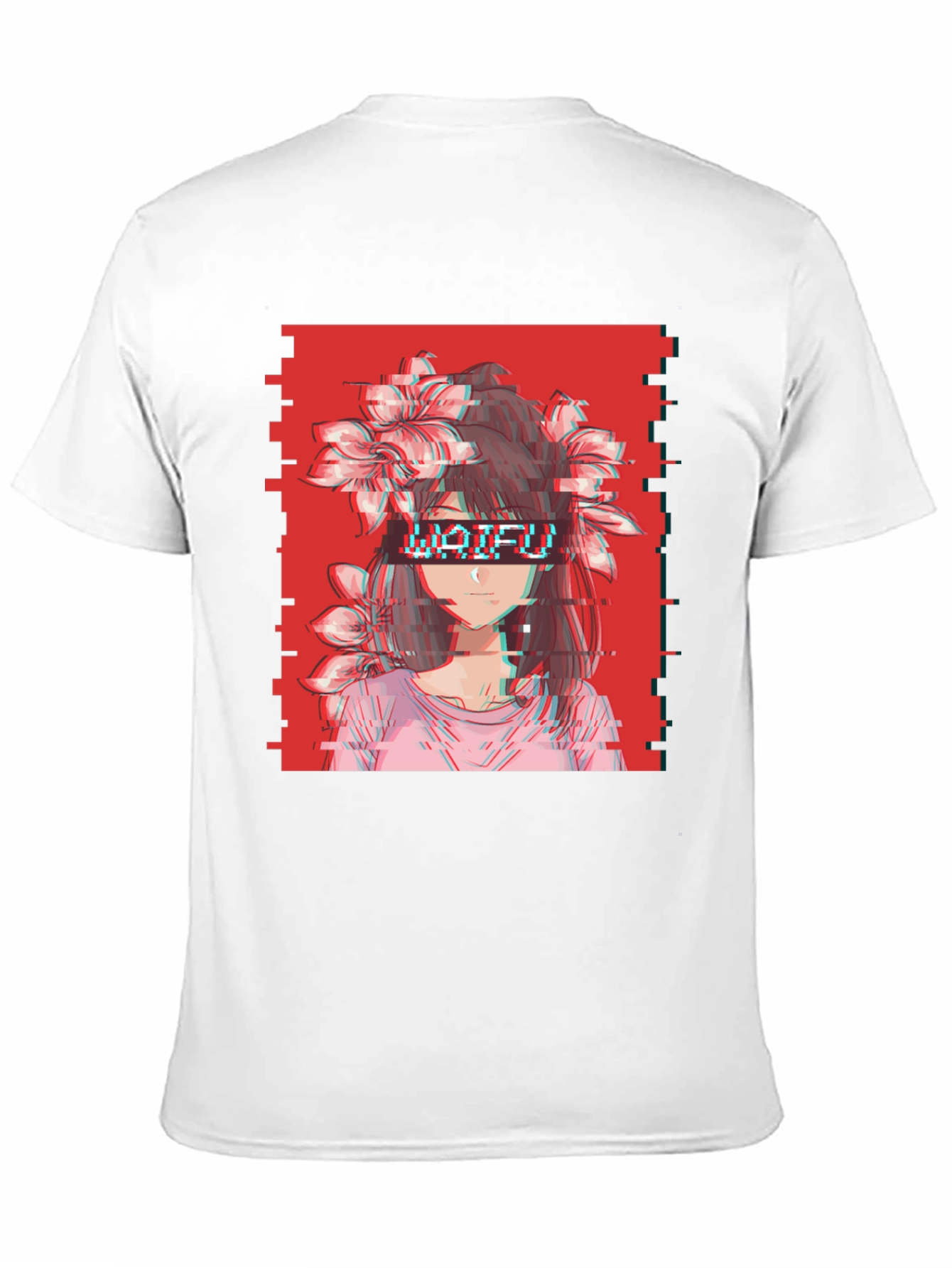 Waifu Glitch Aesthetic Graphic Tee - Anime Style