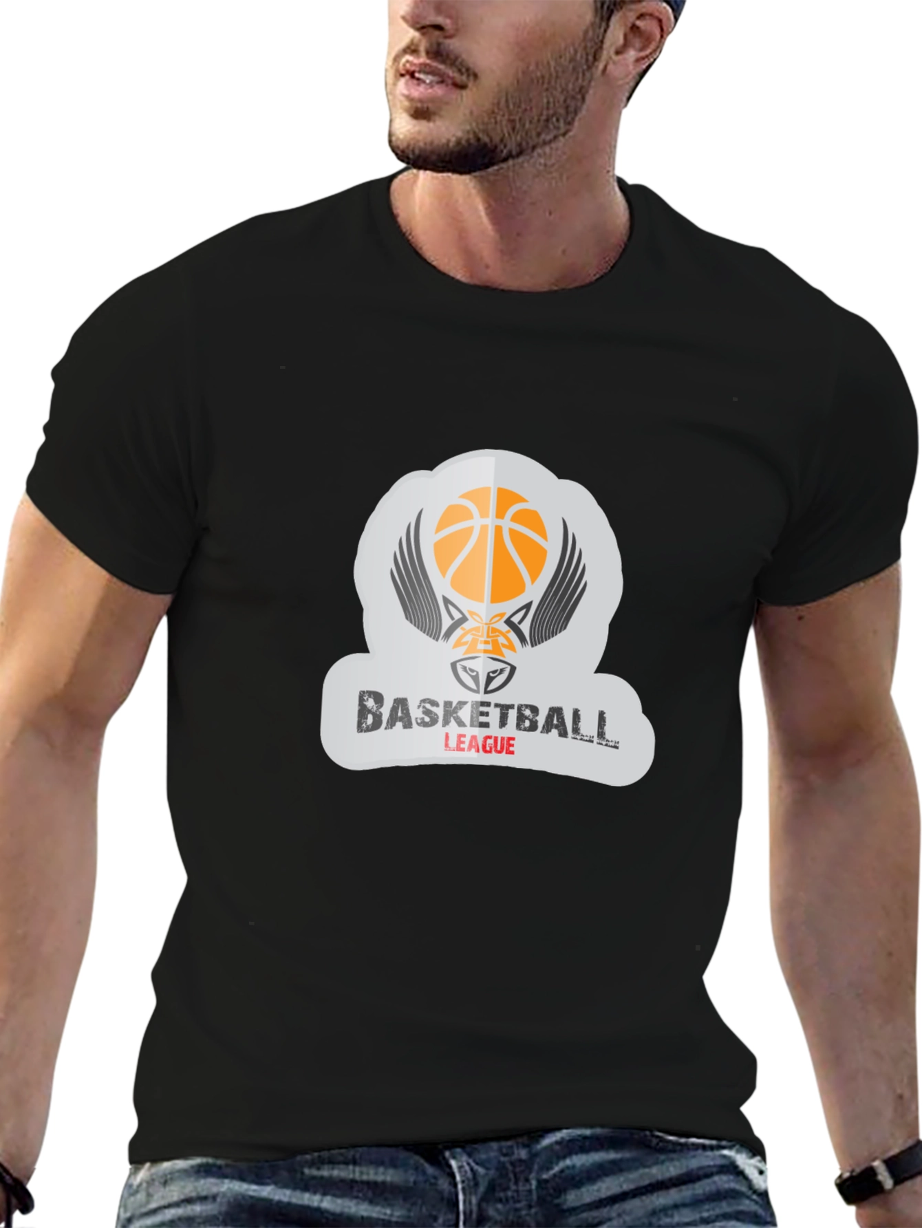 Basketball League Graphic Tee - Stylish Black T-Shirt