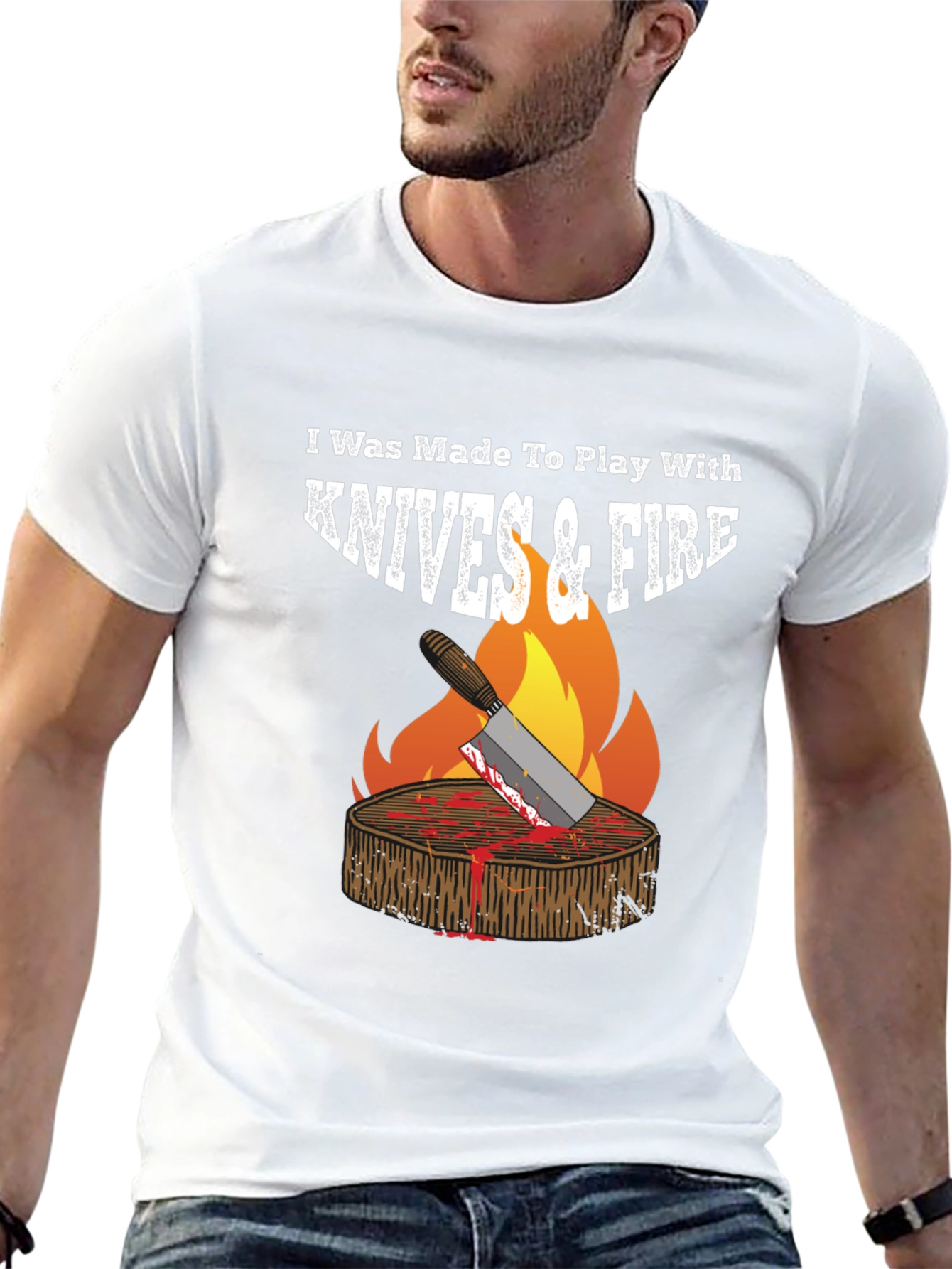 Knives & Fire BBQ T-Shirt - Grilling Humor